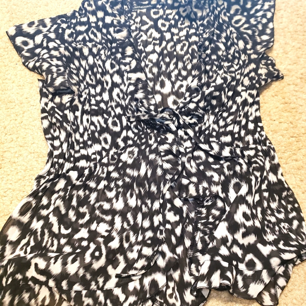Black and white tie blouse